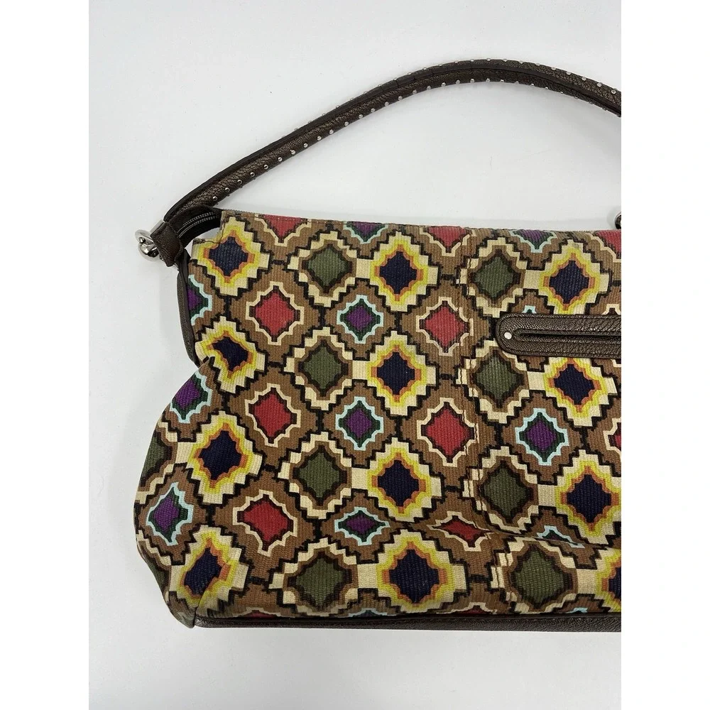 Vintage Relic By Fossil Purse Shoulder Bag Geometric Pattern Studded Strap
